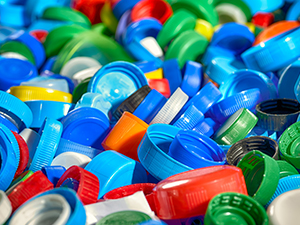 Colored plastic bottle caps