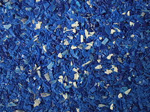 Blue plastic shreds